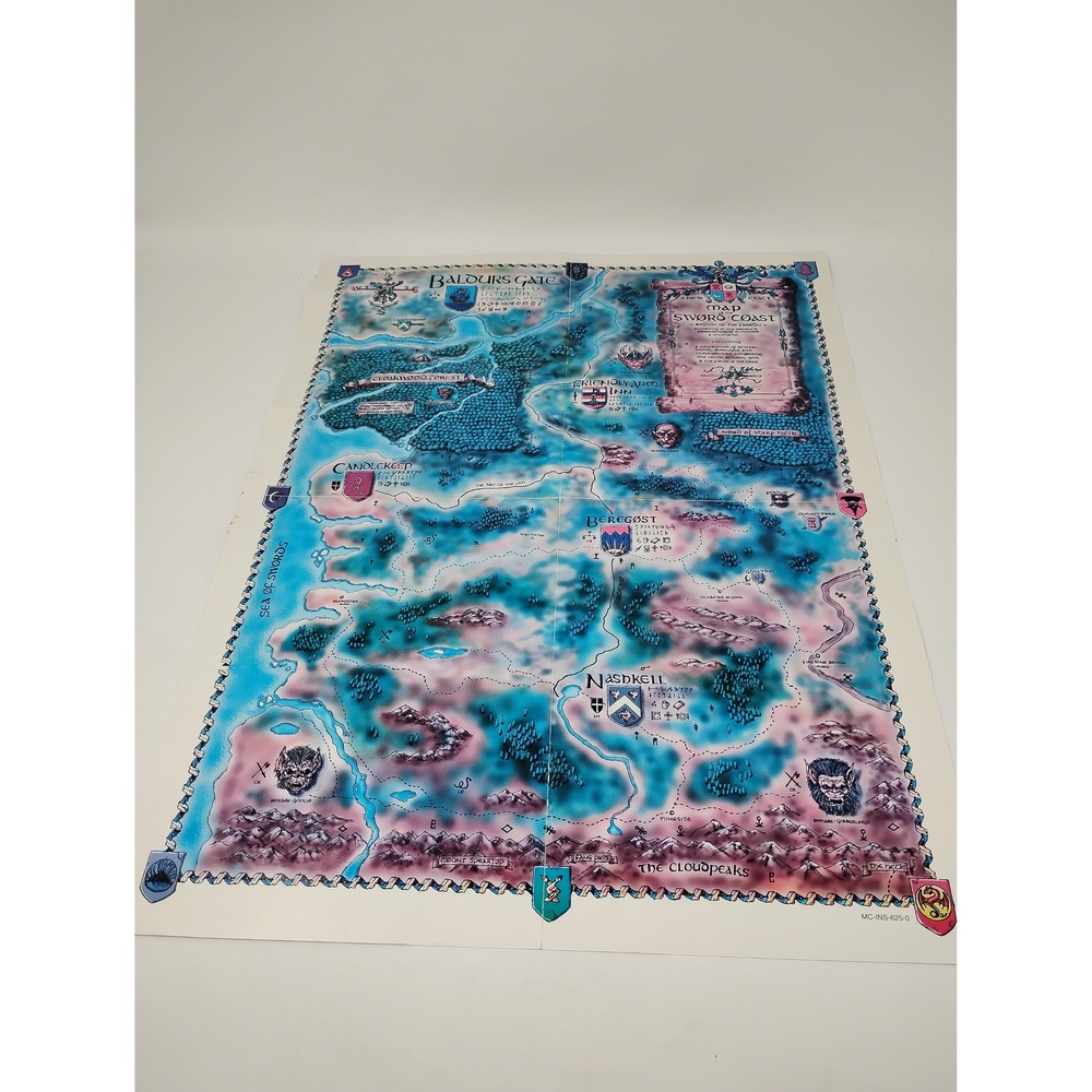 Vintage Baldur's Gate 1998 PC Game Map MC-INS-625-0 Sword Coast Map Poster 1998